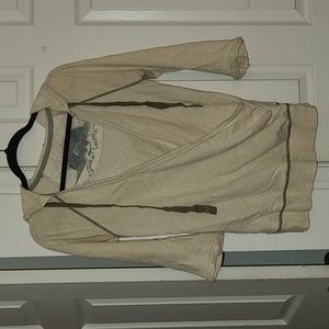 Free People V neck sweat shirt, tan and taupe